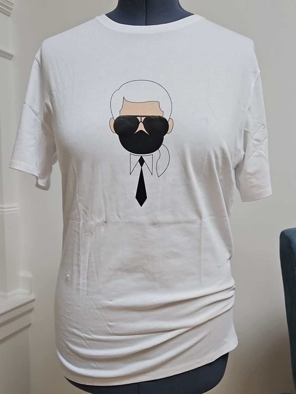 Karl Lagerfeld White T-Shirt with Black Graphic